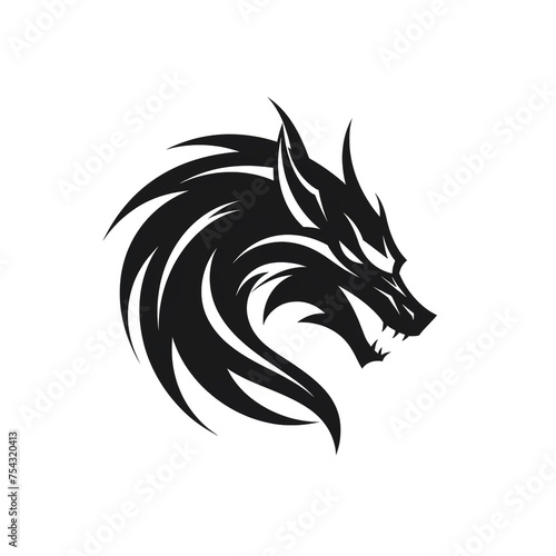 Wallpaper Mural Dragon black icon on a white background in minimalism сreated with Generative Ai Torontodigital.ca