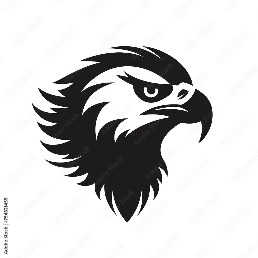 eagle black icon on a white background in minimalism сreated with Generative Ai eagle black icon on a white background in minimalism сreated with Generative Ai