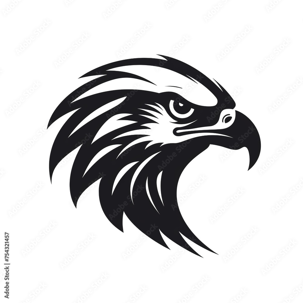 Fototapeta premium eagle black icon on a white background in minimalism сreated with Generative Ai