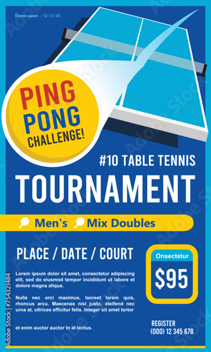 Great attractive table tennis pingpong flyer banner design for any media	