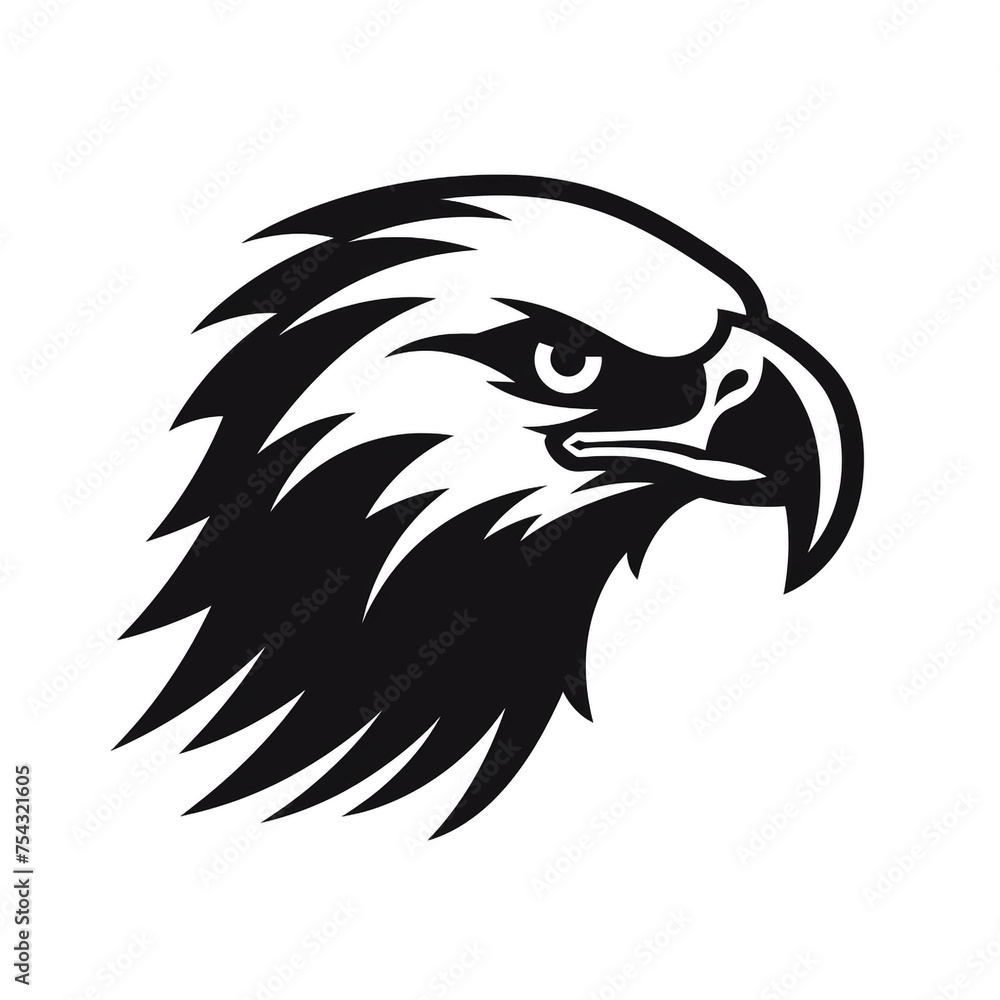 eagle black icon on a white background in minimalism сreated with Generative Ai eagle black icon on a white background in minimalism сreated with Generative Ai
