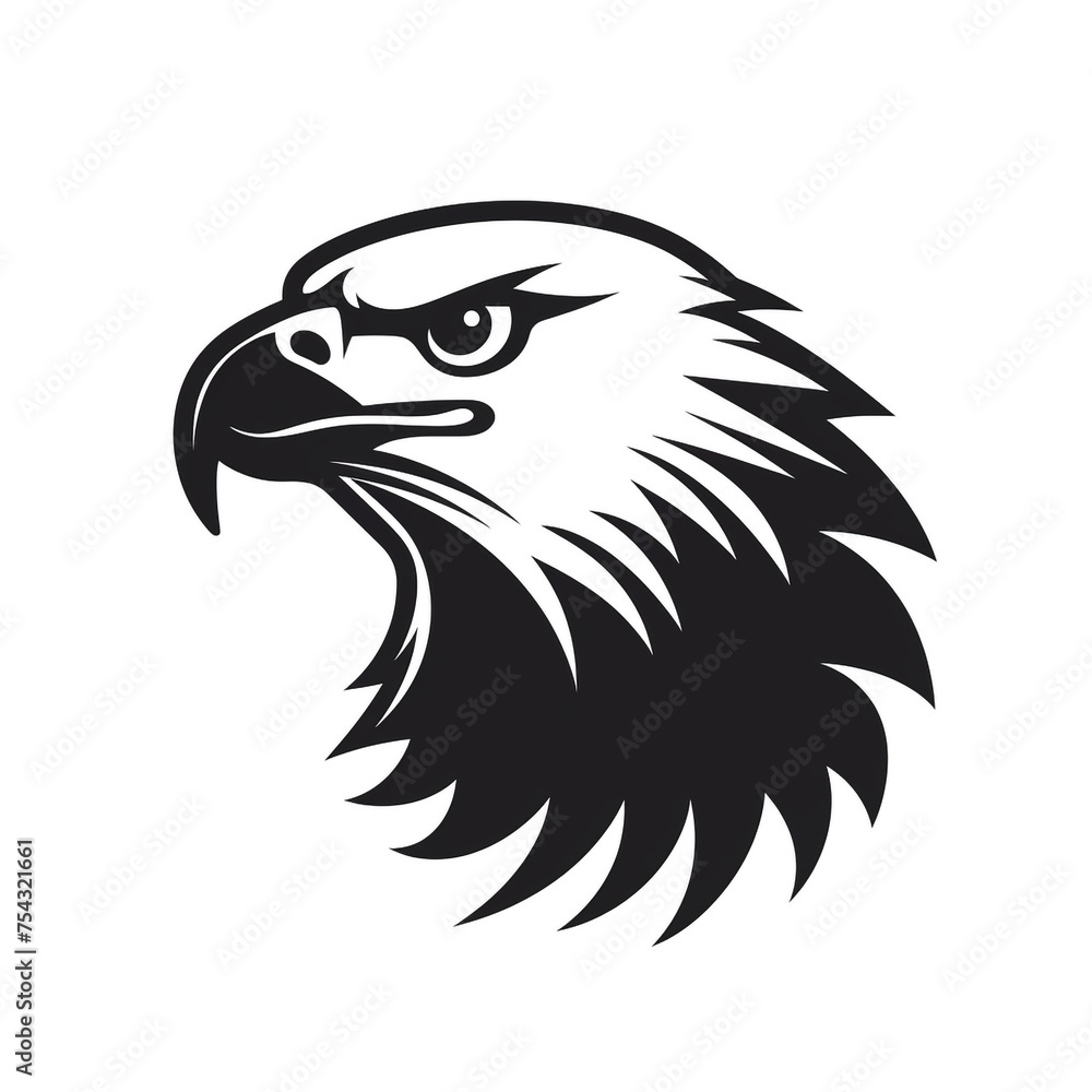 eagle black icon on a white background in minimalism сreated with Generative Ai eagle black icon on a white background in minimalism сreated with Generative Ai
