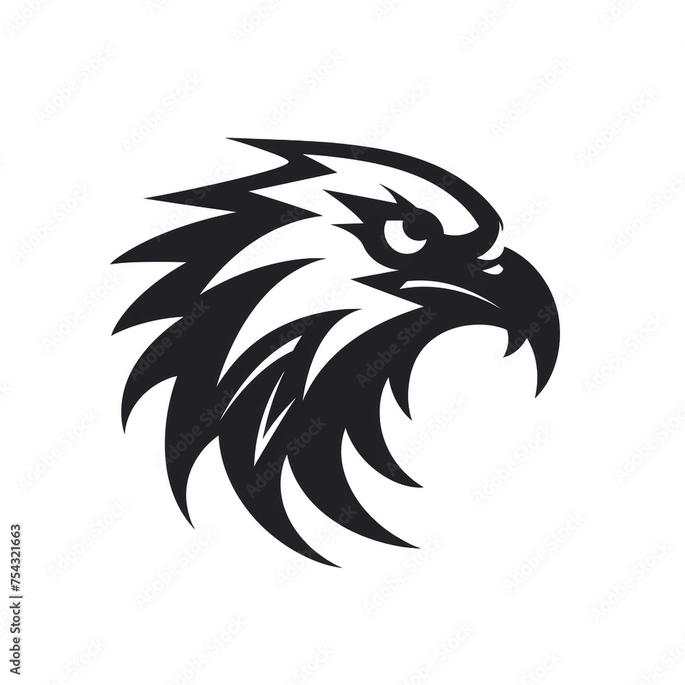 Obraz premium eagle black icon on a white background in minimalism сreated with Generative Ai