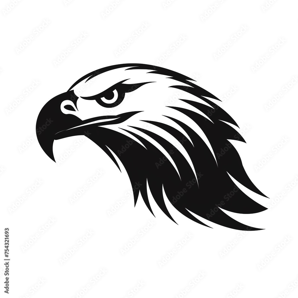 Fototapeta premium eagle black icon on a white background in minimalism сreated with Generative Ai