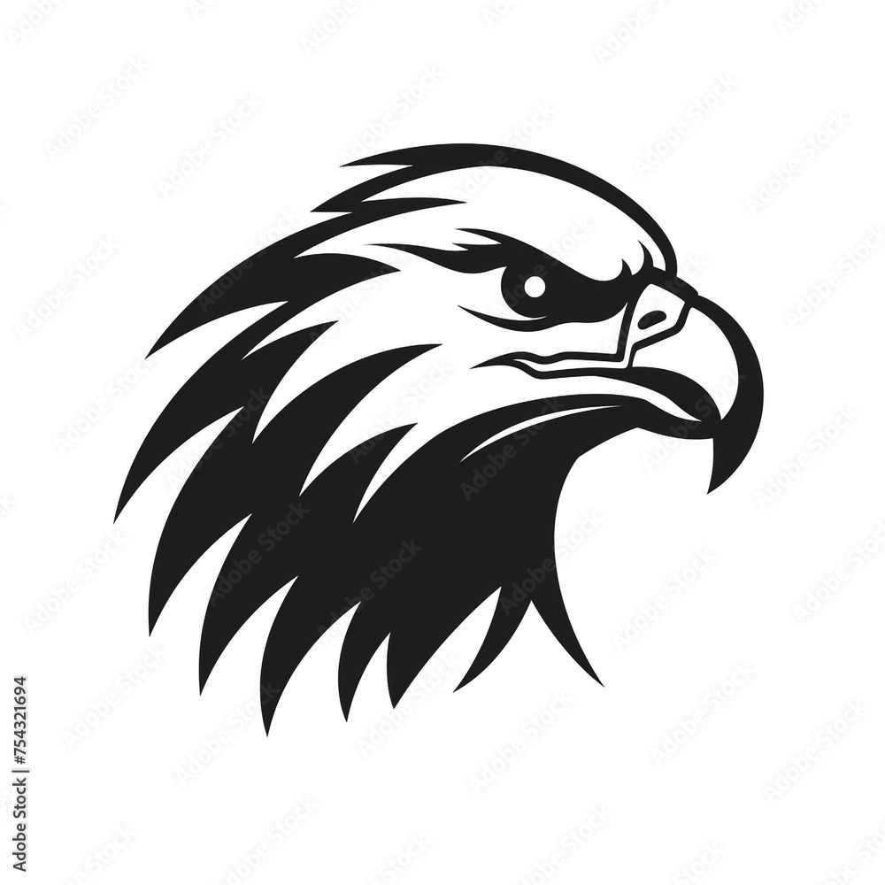 Obraz premium eagle black icon on a white background in minimalism сreated with Generative Ai