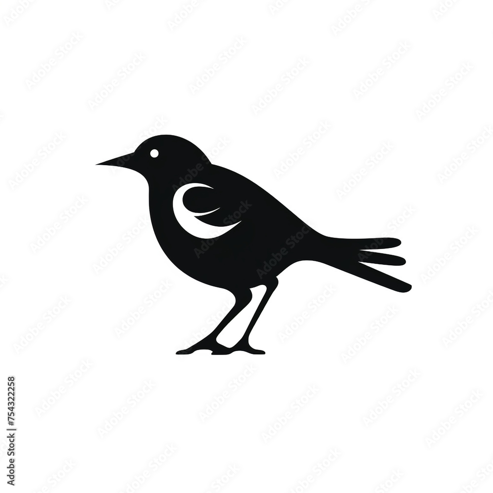 Obraz premium bird black icon on a white background in minimalism сreated with Generative Ai