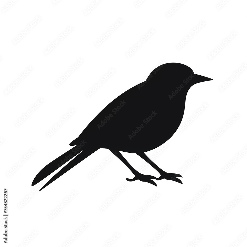 Obraz premium bird black icon on a white background in minimalism сreated with Generative Ai