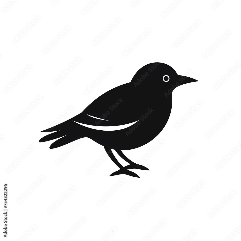 bird black icon on a white background in minimalism сreated with Generative Ai bird black icon on a white background in minimalism сreated with Generative Ai