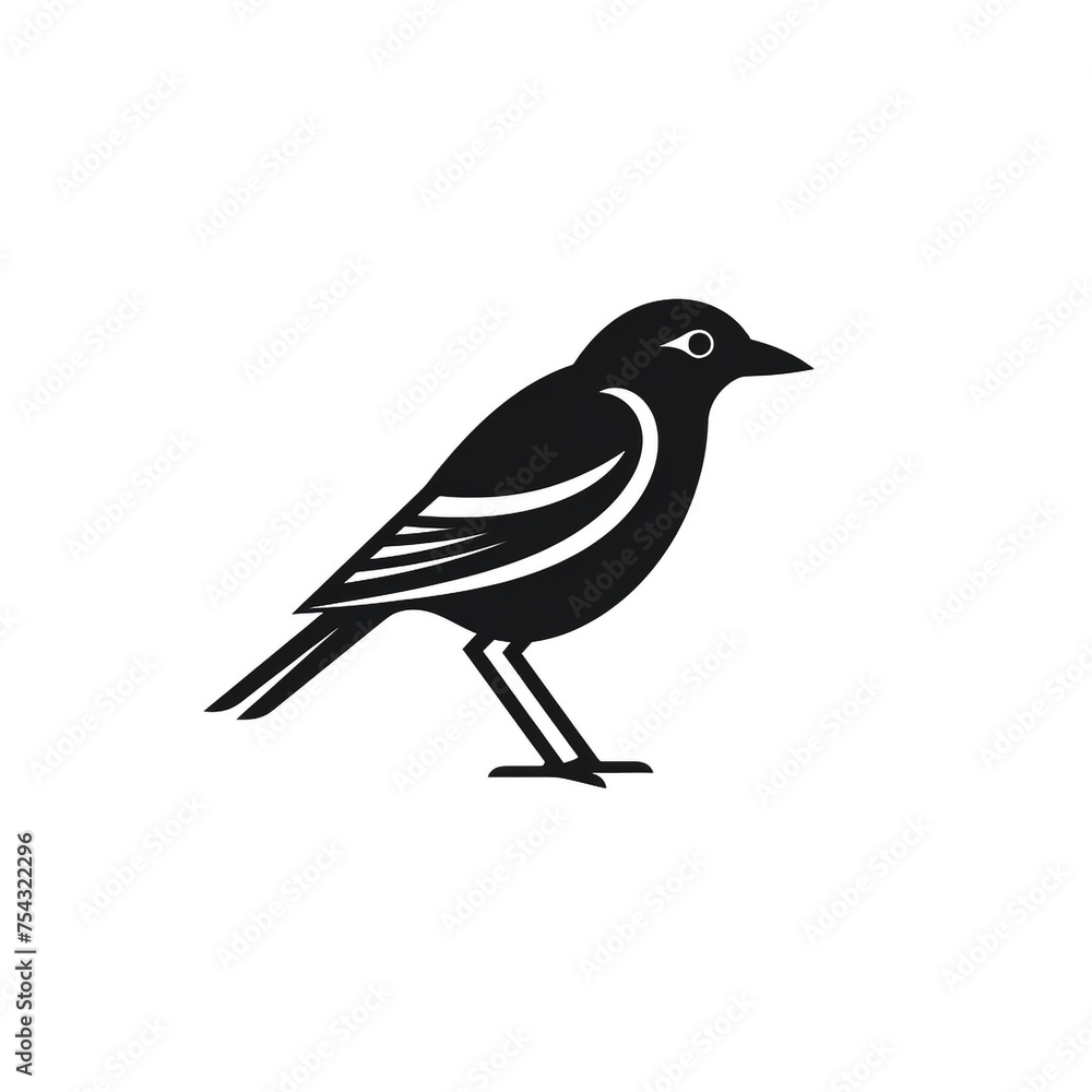bird black icon on a white background in minimalism сreated with Generative Ai bird black icon on a white background in minimalism сreated with Generative Ai