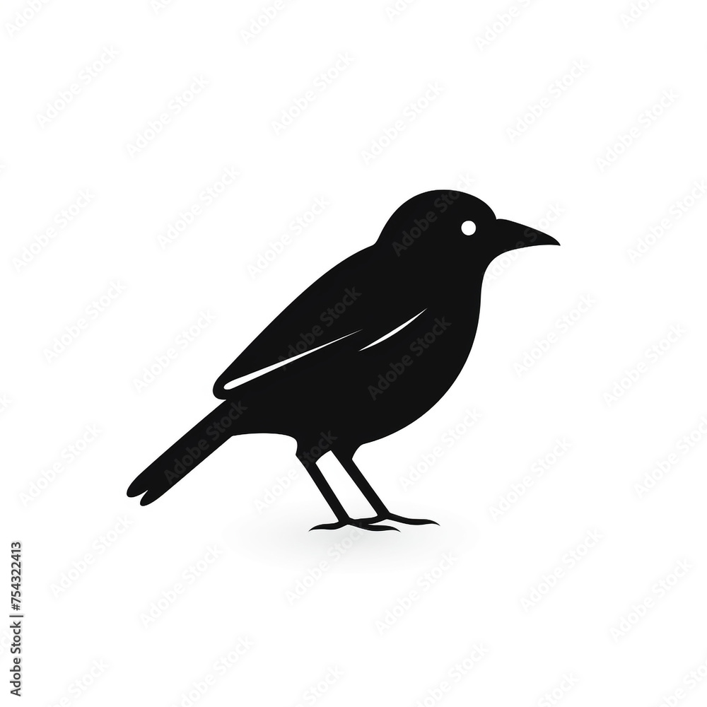 Fototapeta premium bird black icon on a white background in minimalism сreated with Generative Ai