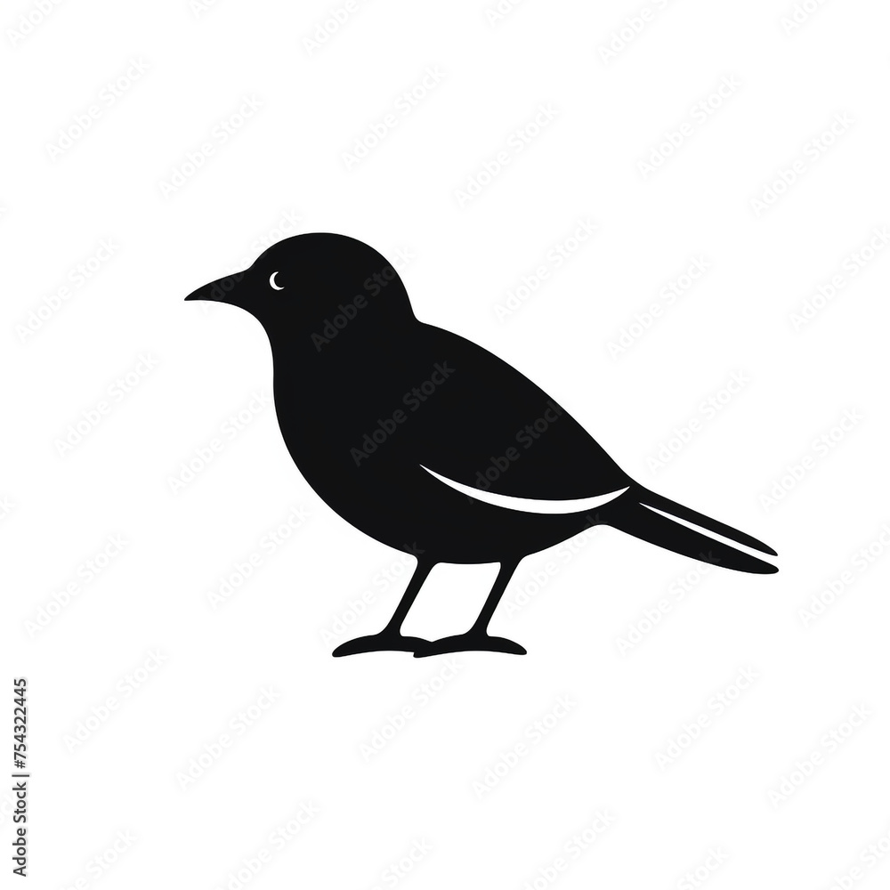 Obraz premium bird black icon on a white background in minimalism сreated with Generative Ai