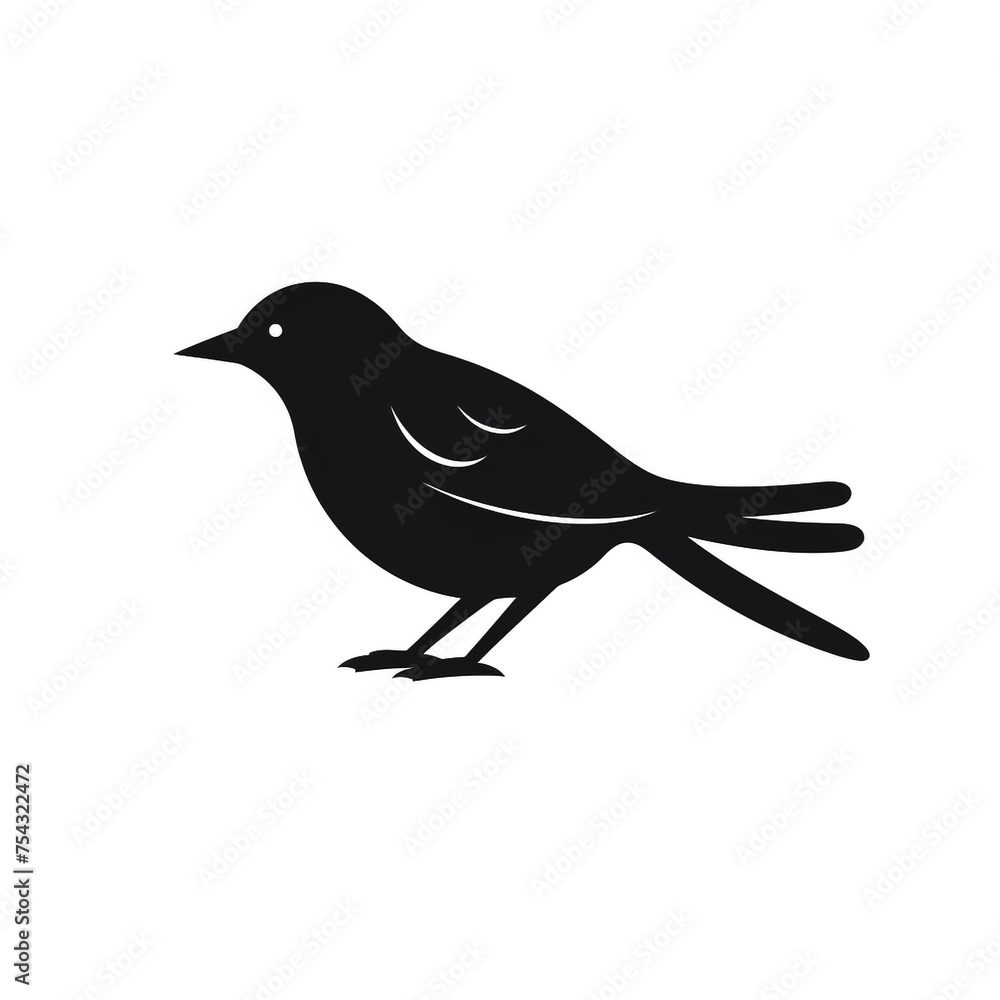 Fototapeta premium bird black icon on a white background in minimalism сreated with Generative Ai