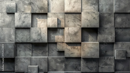 Concrete wall with geometric patterns as a modern architectural background