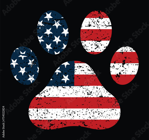 Vintage Flag Paw Design