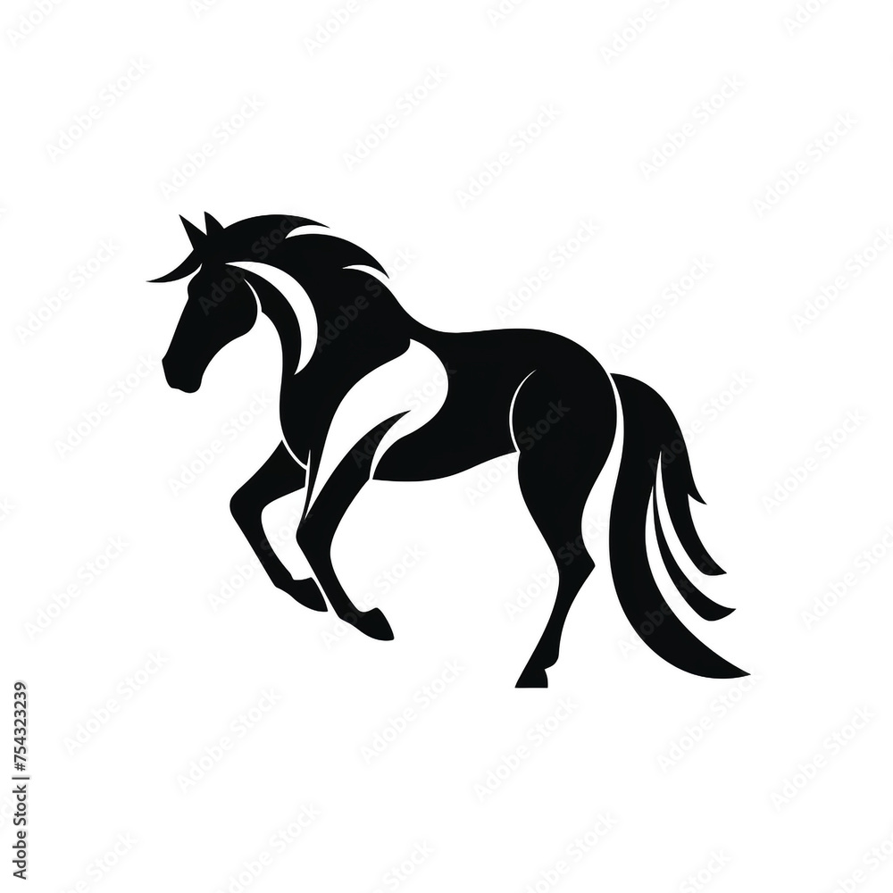 Obraz premium horse black icon on a white background in minimalism сreated with Generative Ai