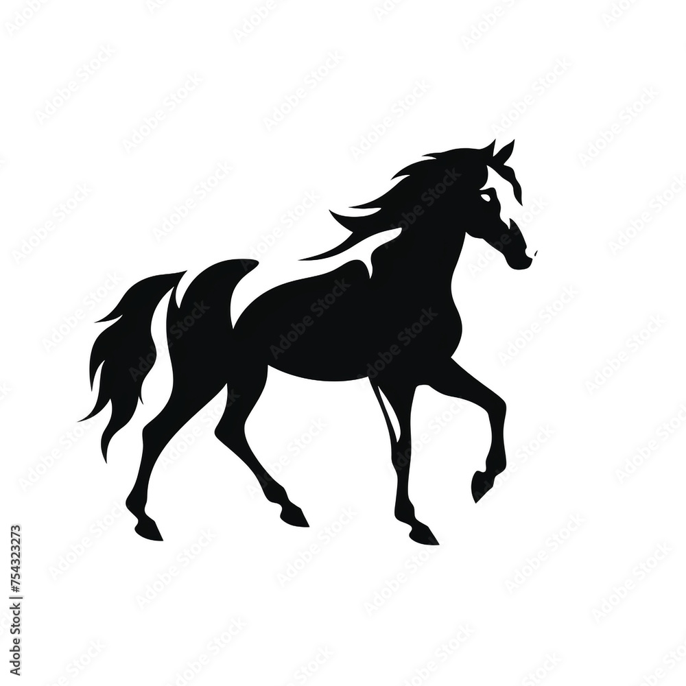 horse black icon on a white background in minimalism сreated with Generative Ai