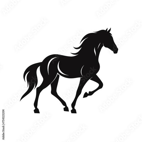 horse black icon on a white background in minimalism сreated with Generative Ai