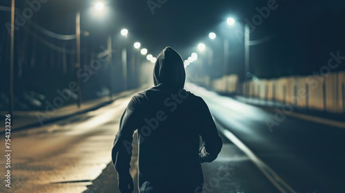 Jogger running at night
