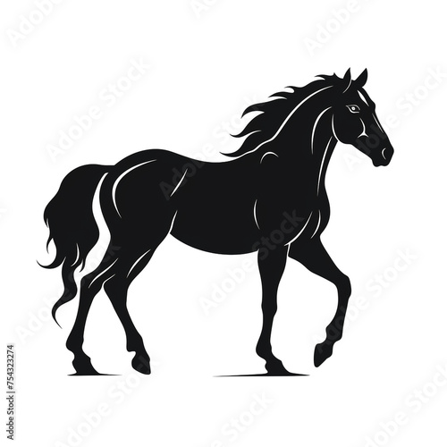 horse black icon on a white background in minimalism   reated with Generative Ai