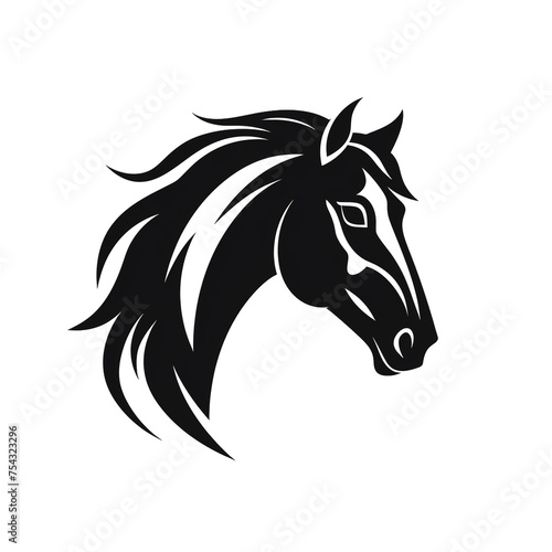 horse black icon on a white background in minimalism сreated with Generative Ai © Andrii Yablonskyi