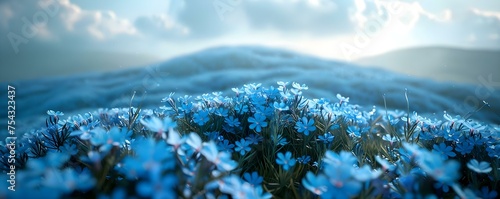 A hillside blanketed with wild blue phlox showcases natures carpeting a seamless blend of colors that paints the landscape in hues of blue. Concept Nature, Wildflowers, Hillside, Blue Phlox
