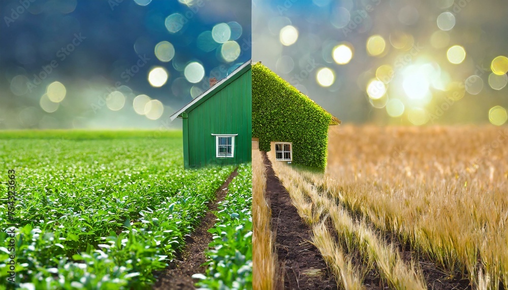 field vs green house ,concept
