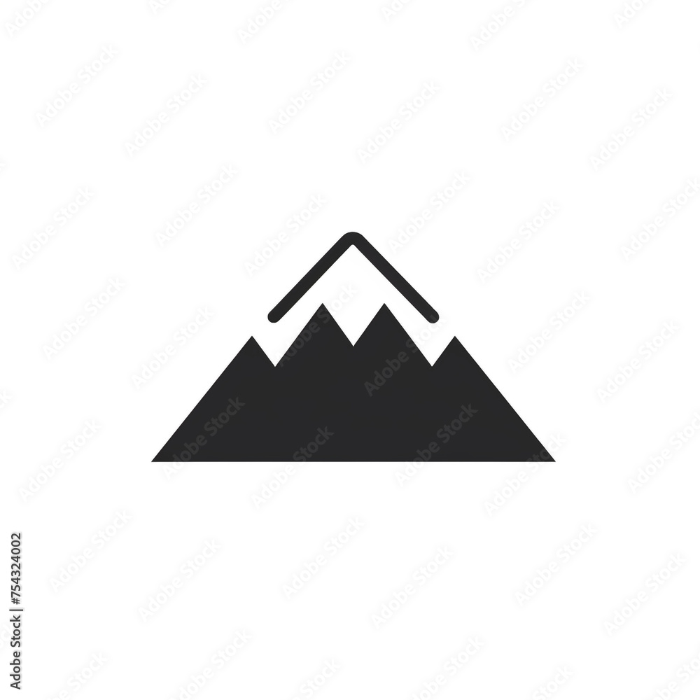 mountain black icon on a white background in minimalism сreated with Generative Ai mountain black icon on a white background in minimalism сreated with Generative Ai