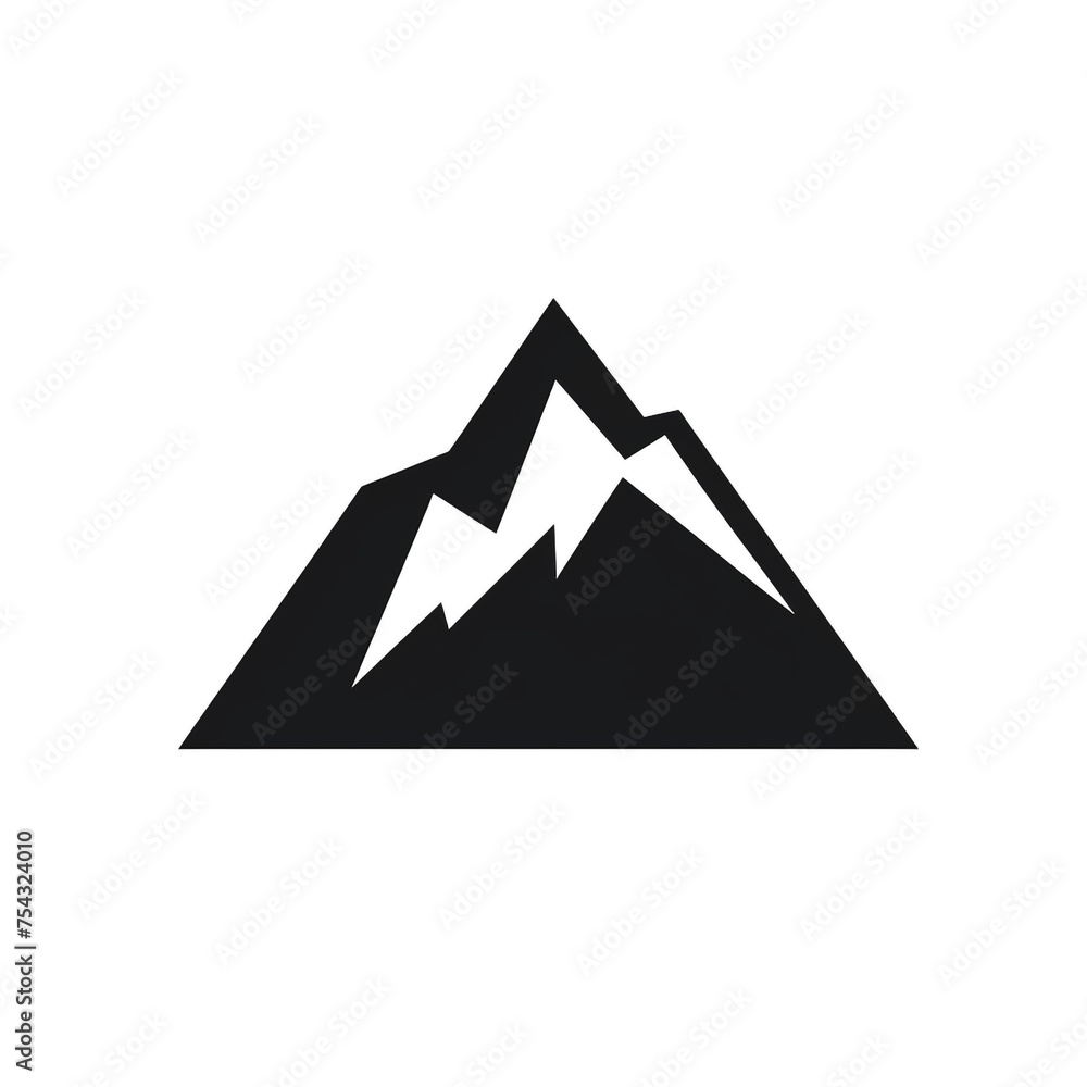mountain black icon on a white background in minimalism сreated with Generative Ai mountain black icon on a white background in minimalism сreated with Generative Ai