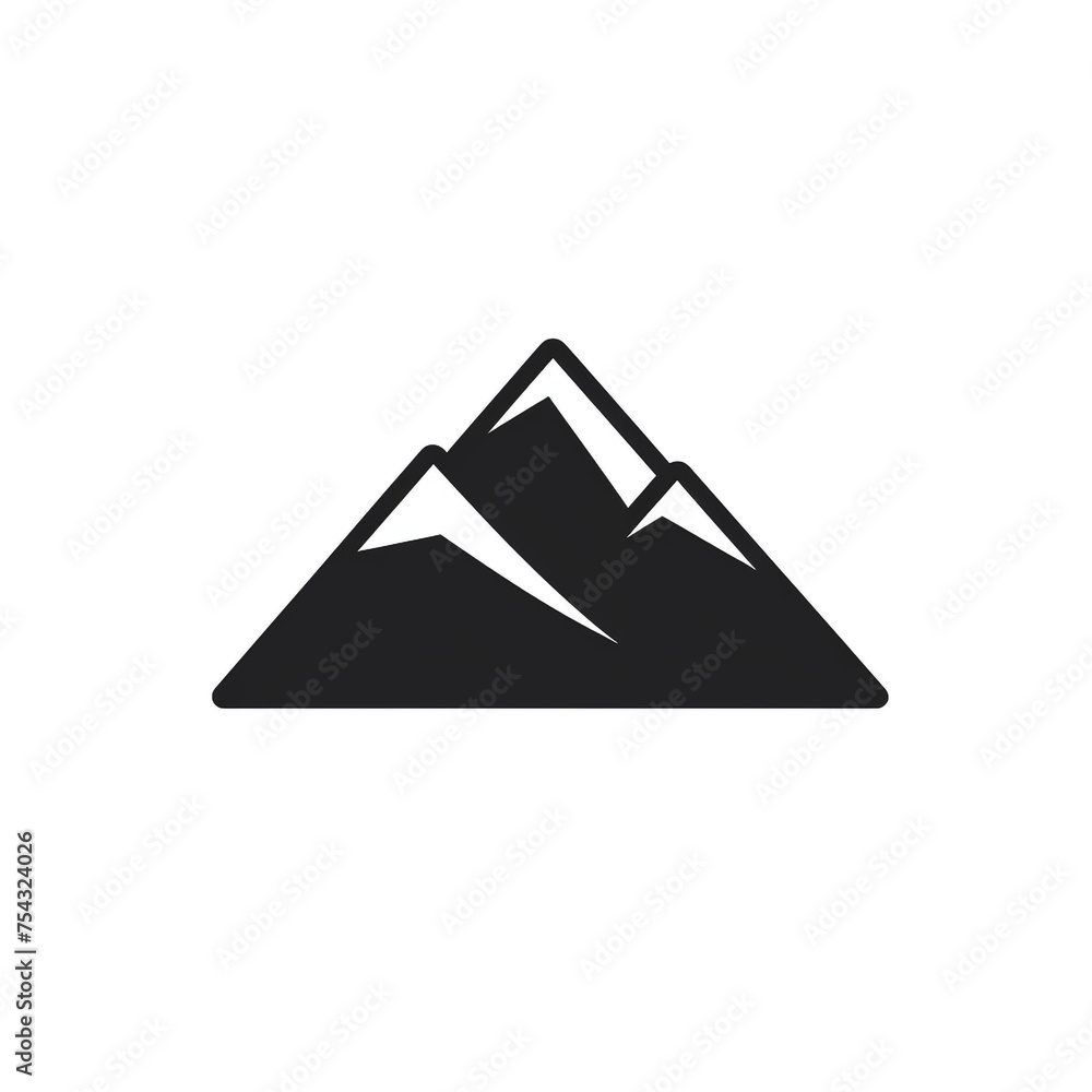 mountain black icon on a white background in minimalism сreated with Generative Ai mountain black icon on a white background in minimalism сreated with Generative Ai