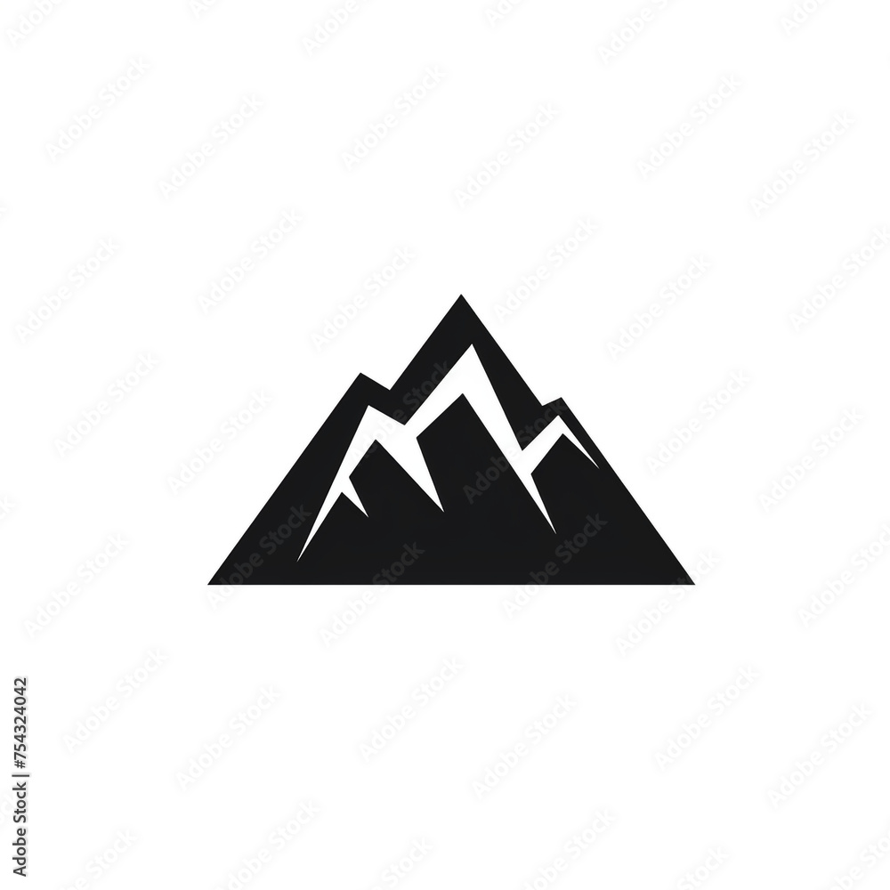 mountain black icon on a white background in minimalism сreated with Generative Ai mountain black icon on a white background in minimalism сreated with Generative Ai
