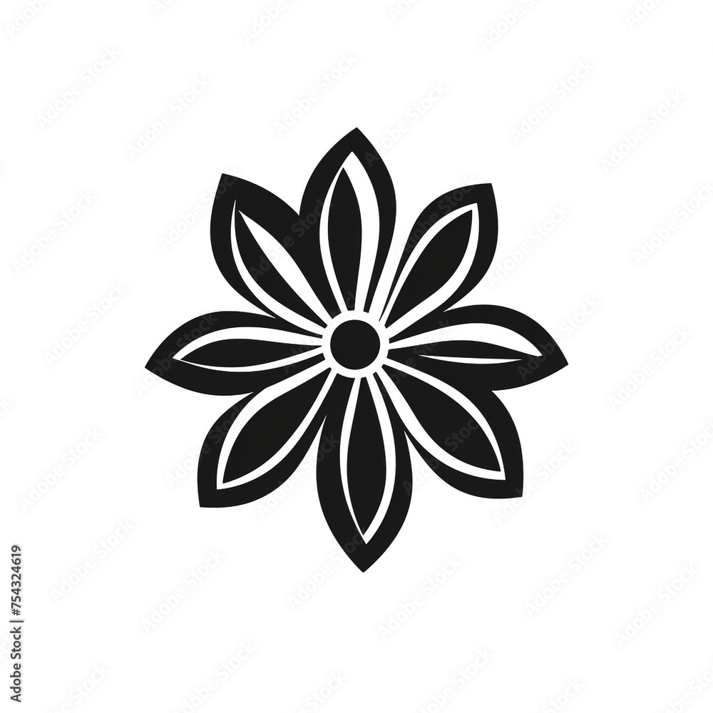 flower black icon on a white background in minimalism сreated with Generative Ai flower black icon on a white background in minimalism сreated with Generative Ai