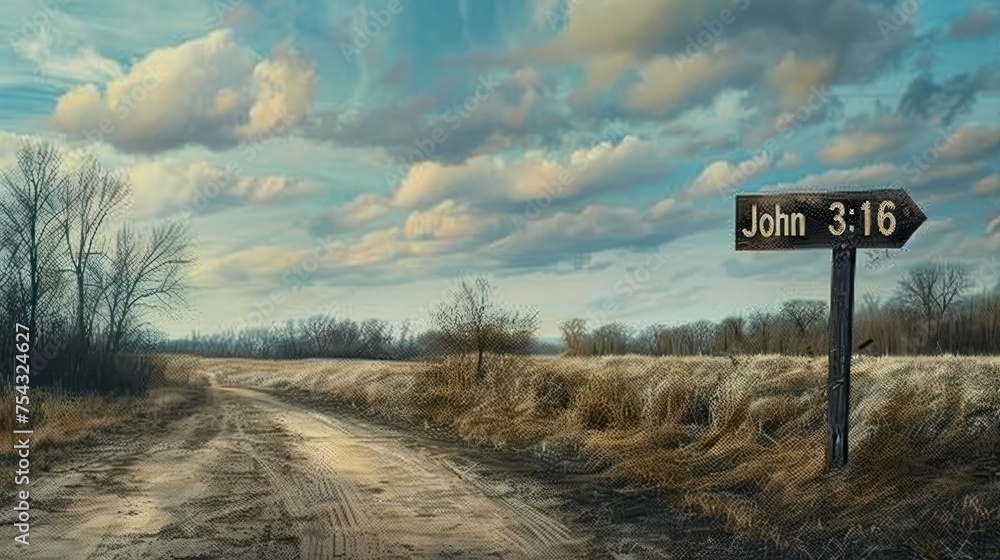 Bible Verse John 14:6 on a Deserted Road