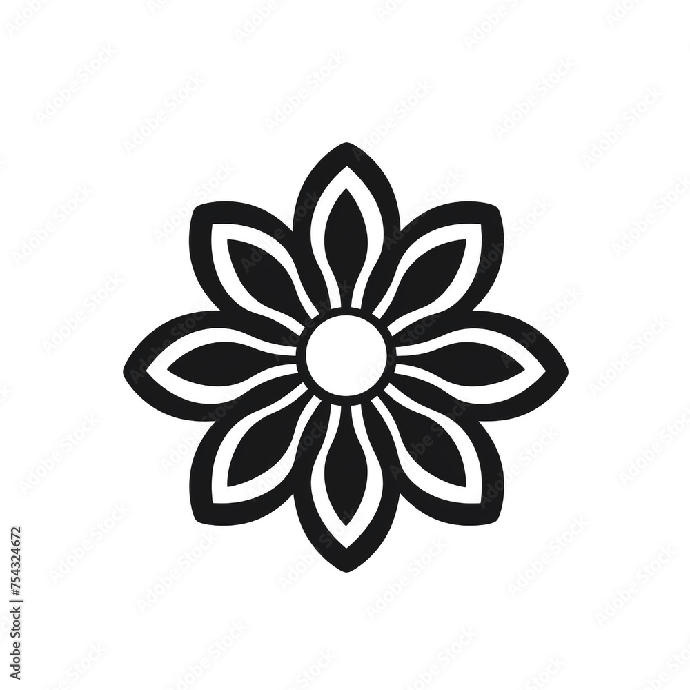 flower black icon on a white background in minimalism сreated with Generative Ai flower black icon on a white background in minimalism сreated with Generative Ai