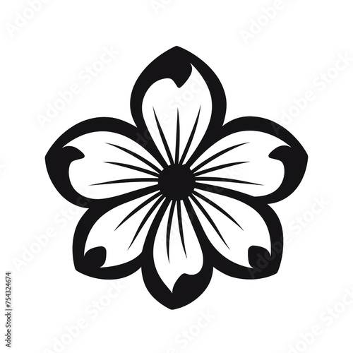 flower black icon on a white background in minimalism сreated with Generative Ai