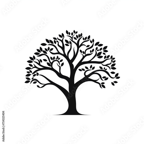 tree black icon on a white background in minimalism сreated with Generative Ai © Andrii Yablonskyi