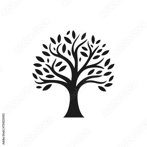 tree black icon on a white background in minimalism сreated with Generative Ai