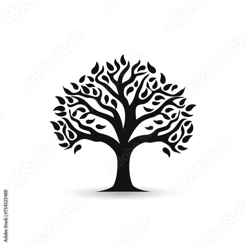 tree black icon on a white background in minimalism   reated with Generative Ai