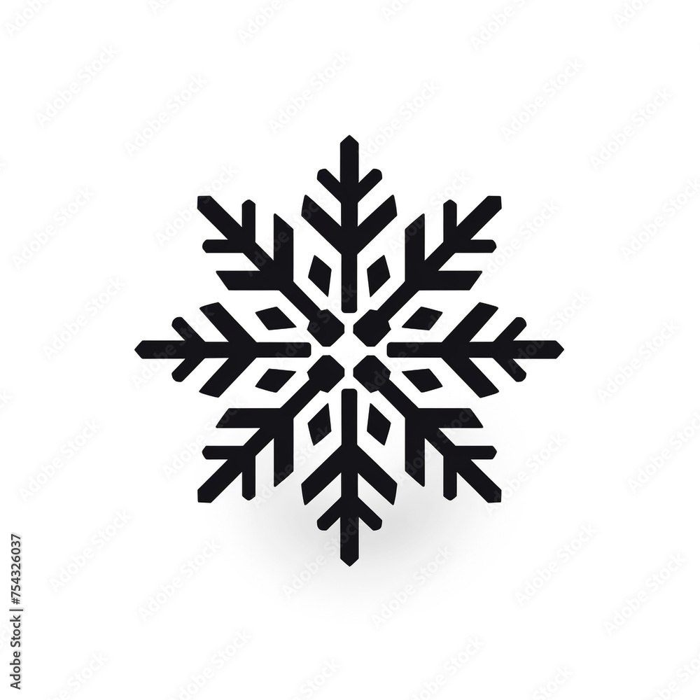 snowflake black icon on a white background in minimalism сreated with Generative Ai