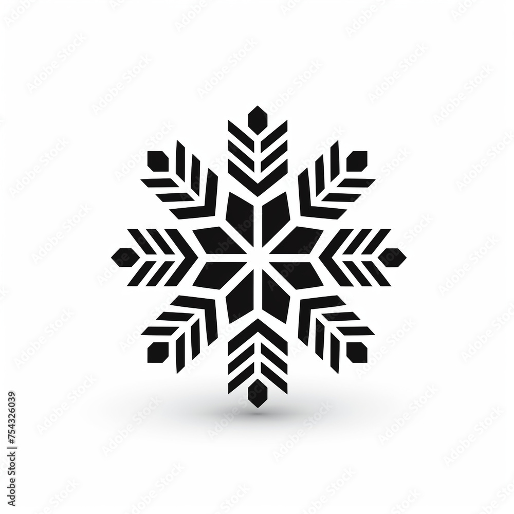 snowflake black icon on a white background in minimalism сreated with Generative Ai snowflake black icon on a white background in minimalism сreated with Generative Ai