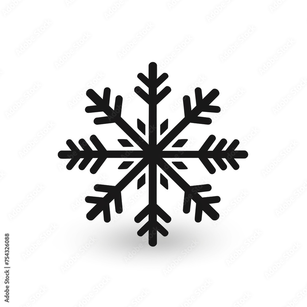 snowflake black icon on a white background in minimalism сreated with Generative Ai snowflake black icon on a white background in minimalism сreated with Generative Ai