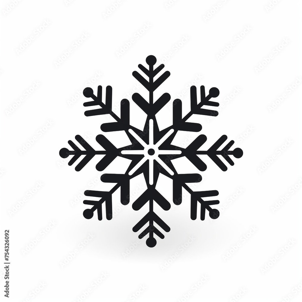 snowflake black icon on a white background in minimalism сreated with Generative Ai snowflake black icon on a white background in minimalism сreated with Generative Ai