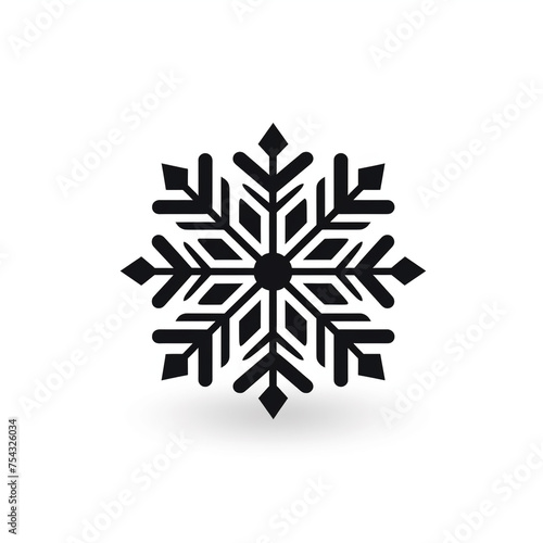 snowflake black icon on a white background in minimalism сreated with Generative Ai