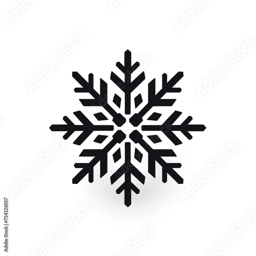 snowflake black icon on a white background in minimalism сreated with Generative Ai