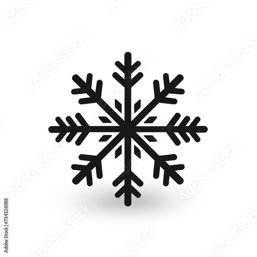 snowflake black icon on a white background in minimalism сreated with Generative Ai