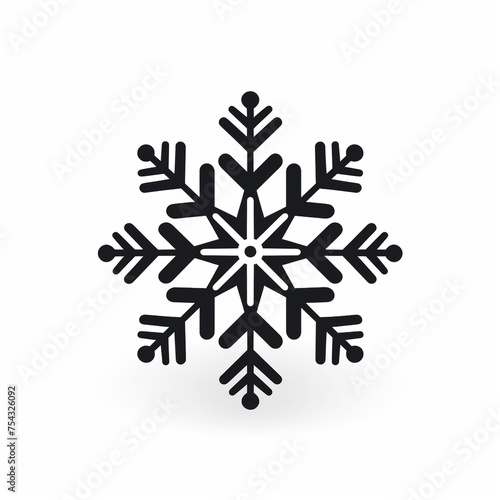 snowflake black icon on a white background in minimalism сreated with Generative Ai