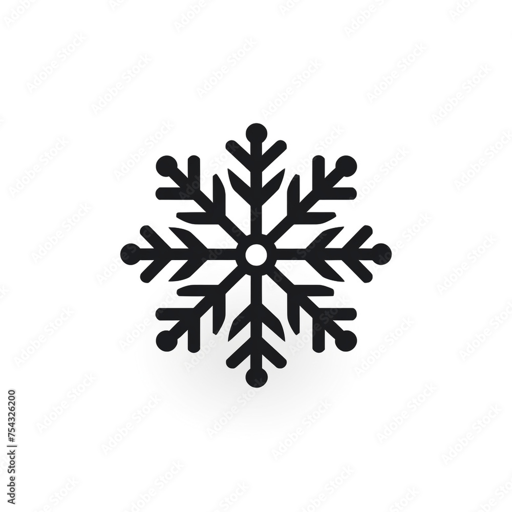 snowflake black icon on a white background in minimalism сreated with Generative Ai snowflake black icon on a white background in minimalism сreated with Generative Ai