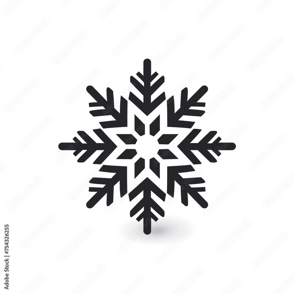 snowflake black icon on a white background in minimalism сreated with Generative Ai snowflake black icon on a white background in minimalism сreated with Generative Ai