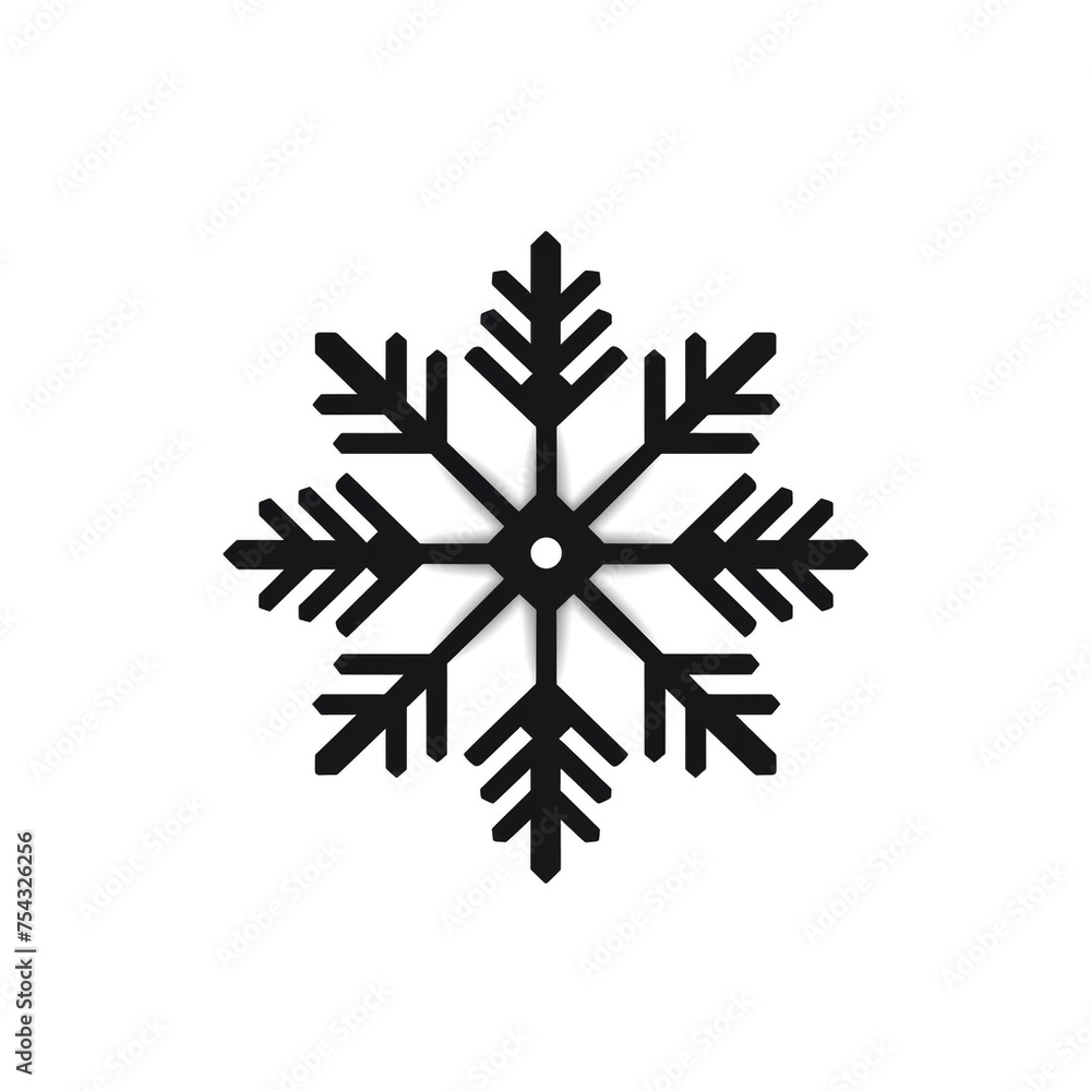 snowflake black icon on a white background in minimalism сreated with Generative Ai snowflake black icon on a white background in minimalism сreated with Generative Ai