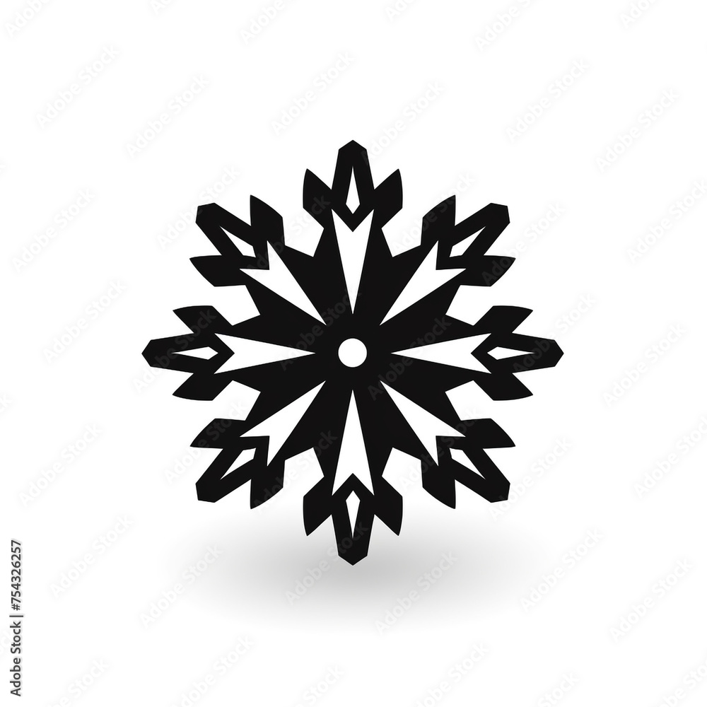 snowflake black icon on a white background in minimalism сreated with Generative Ai