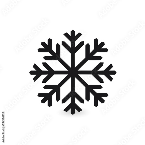 snowflake black icon on a white background in minimalism сreated with Generative Ai